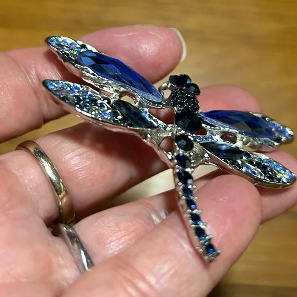 3/$25 Silver and Blue Dragonfly Brooch - Picture 6 of 8
